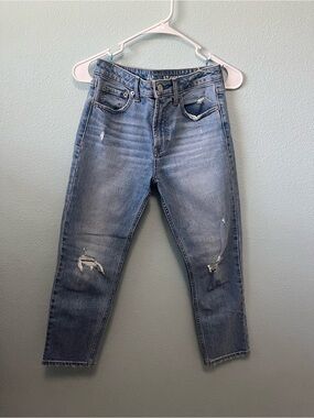 GAP Kids Medium Blue Distressed Girlfriend High Rise Jeans